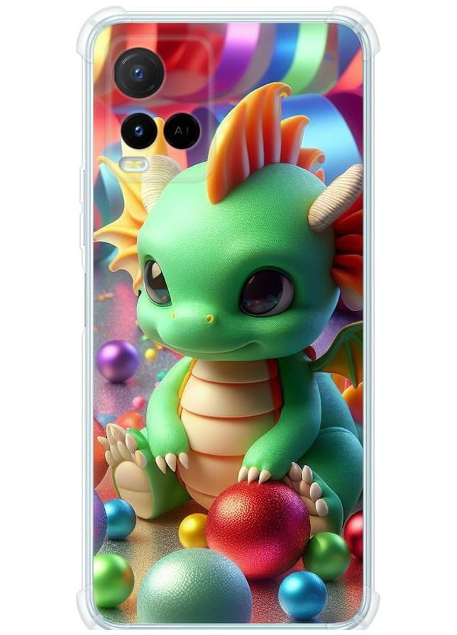Силіконовий протиударний с посиленими кутами чохол 'Веселий дракончик' для Endorphone Vivo Y21 (275461296)