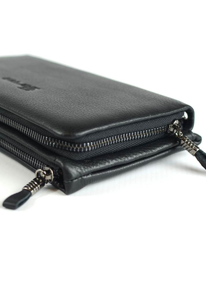 Шкіряний чоловічий клатч гаманець на блискавці з кистьовою ручкою No Brand (276002843)