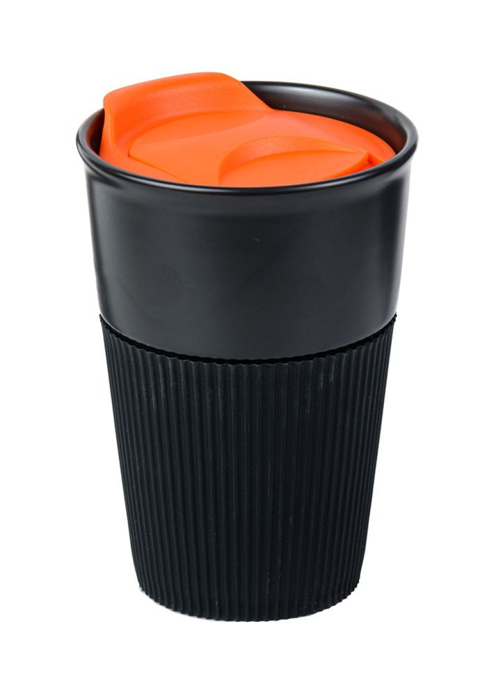 Керамическая чашка Viola Matte Black 350 мл Оранжевая Europresent (269696379)