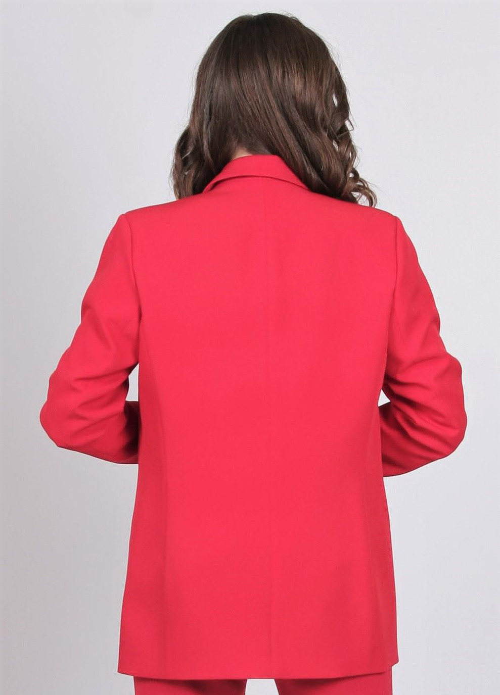 Піджак подовжений жіночий 029 костюмний креп червоний Актуаль (258686680)
