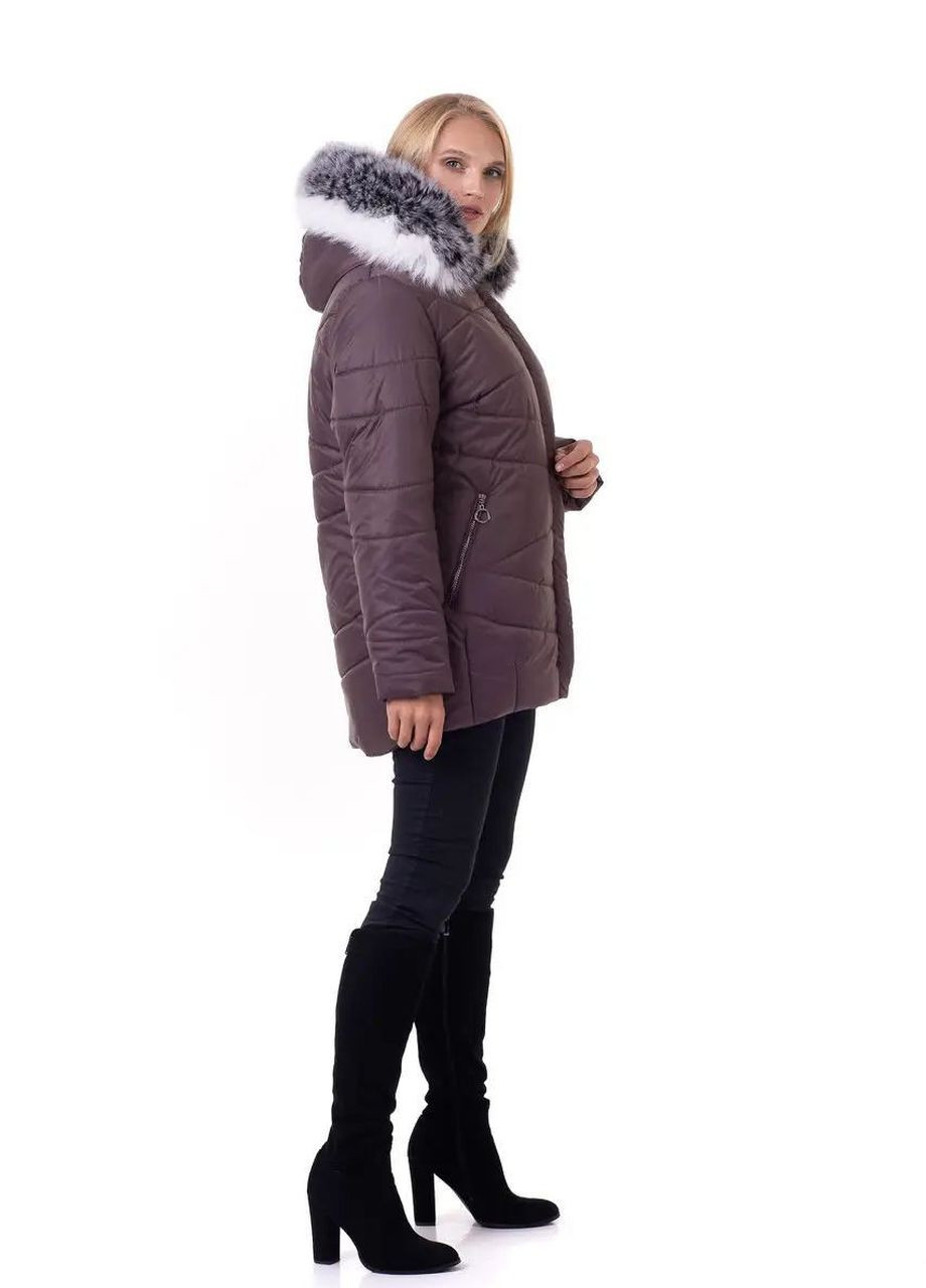 Коричневая зимняя женская куртка большого размера зимняя SK