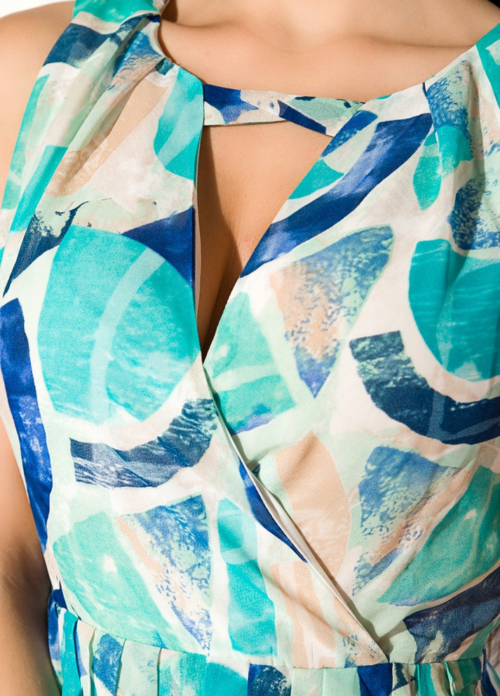 Прозрачное кэжуал воздушное женское платье (бирюзово-синий) Time of Style однотонное