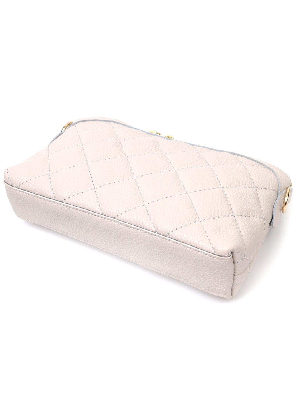 Стильна сумка жіноча через плече з натуральної стьобаної шкіри 22316 Біла Vintage (276461832)