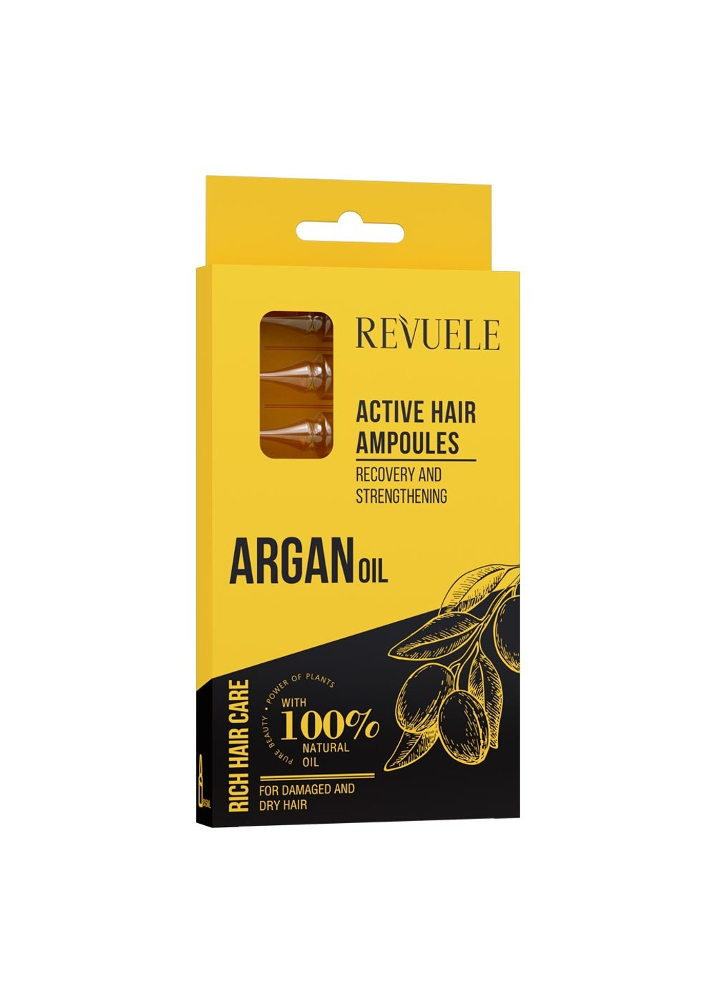 Активные ампулы для волос с аргановым маслом HAIR CARE 8x5 мл REVUELE (258724200)