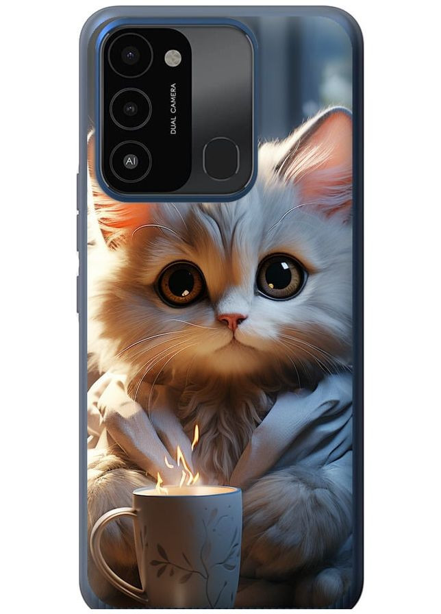 Силіконовий чохол 'Білий кіт' для Endorphone Tecno Spark 8C KG5k (265393364)