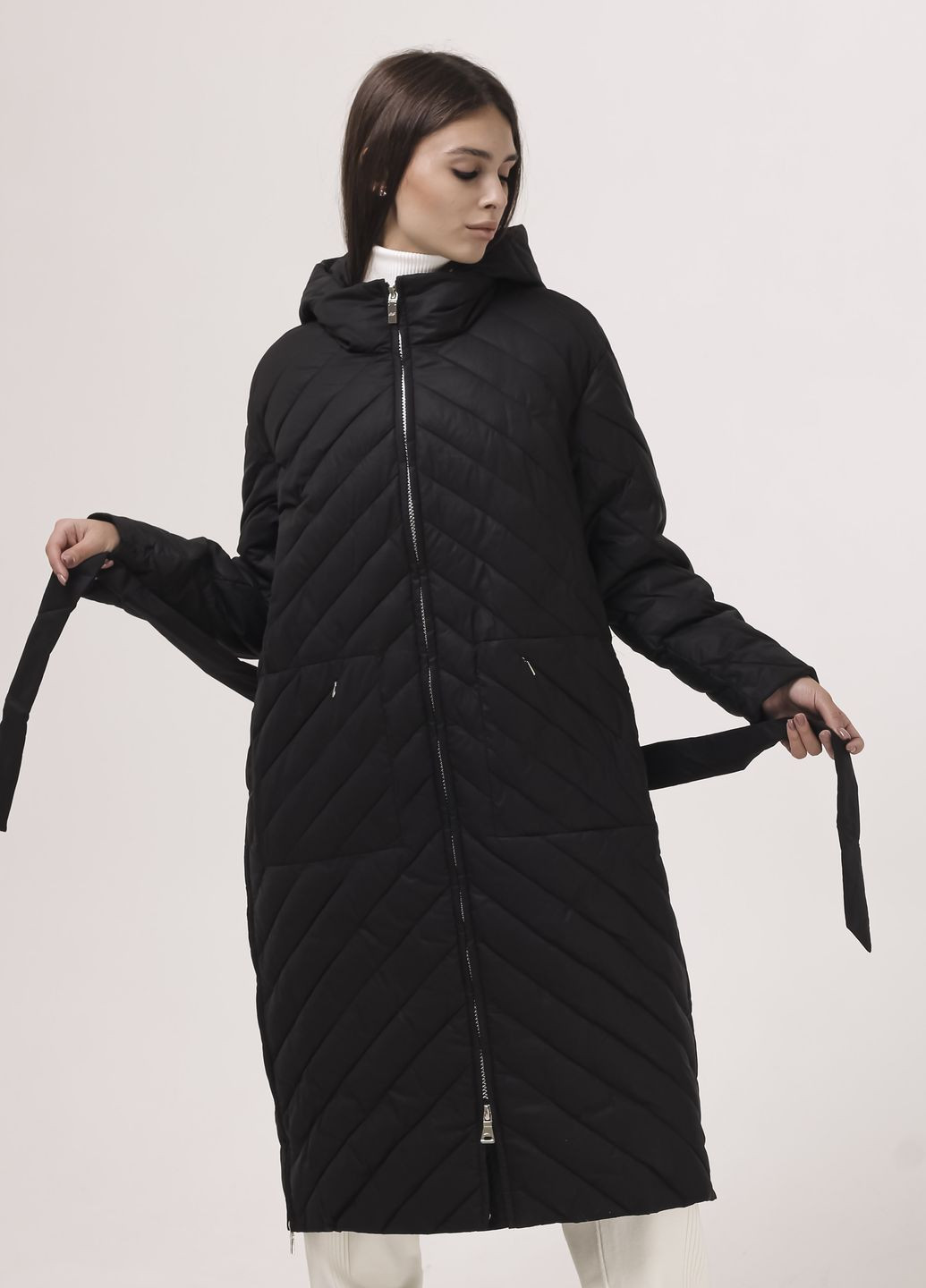 Черное Пальто зимнее черное Batterflei