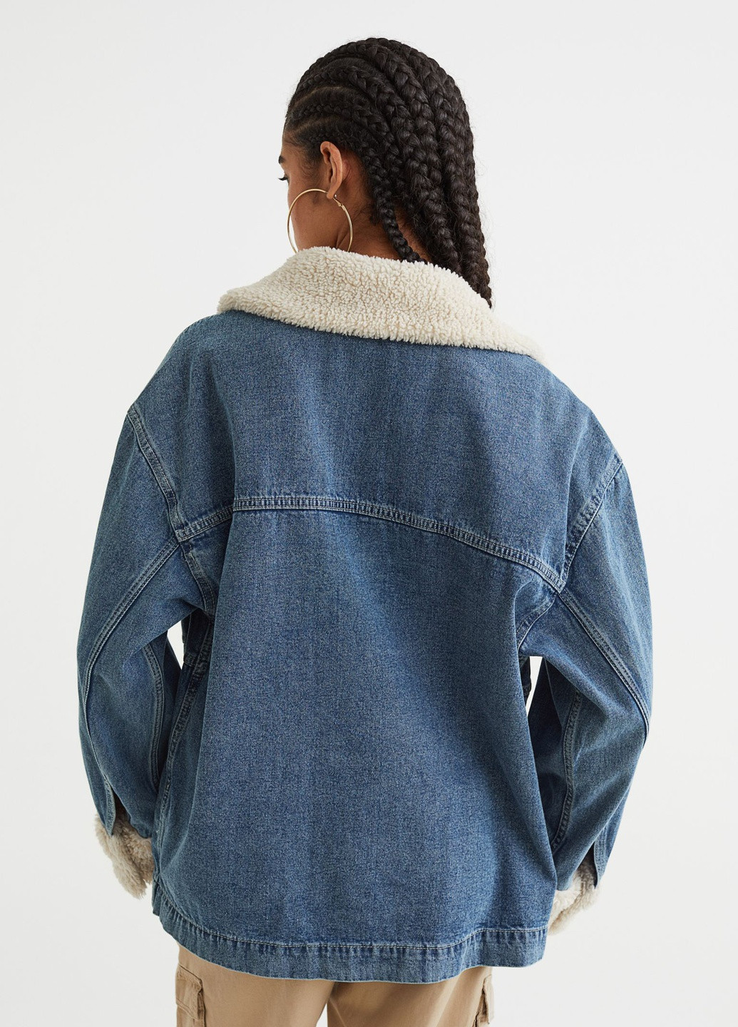 Голубая демисезонная джинсовая куртка с теплым воротником H&M