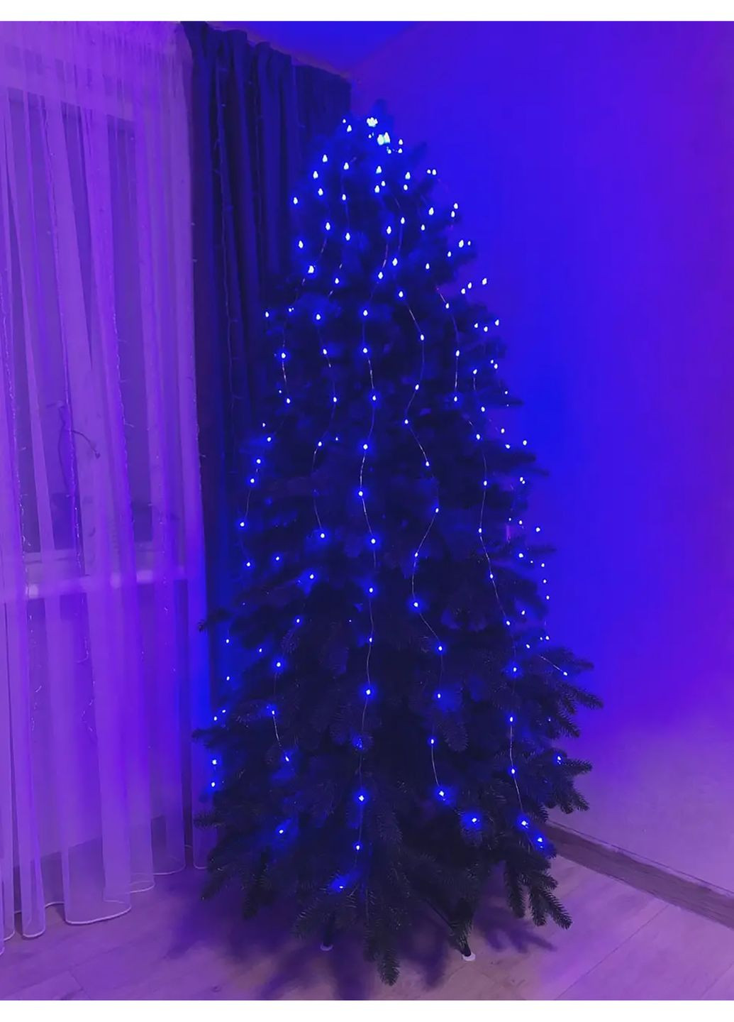 Новогодняя cветодиодная нить гирлянда "Конский хвост" YS-UK001 200 LED 10 нитей синий Yu Xin (274060260)