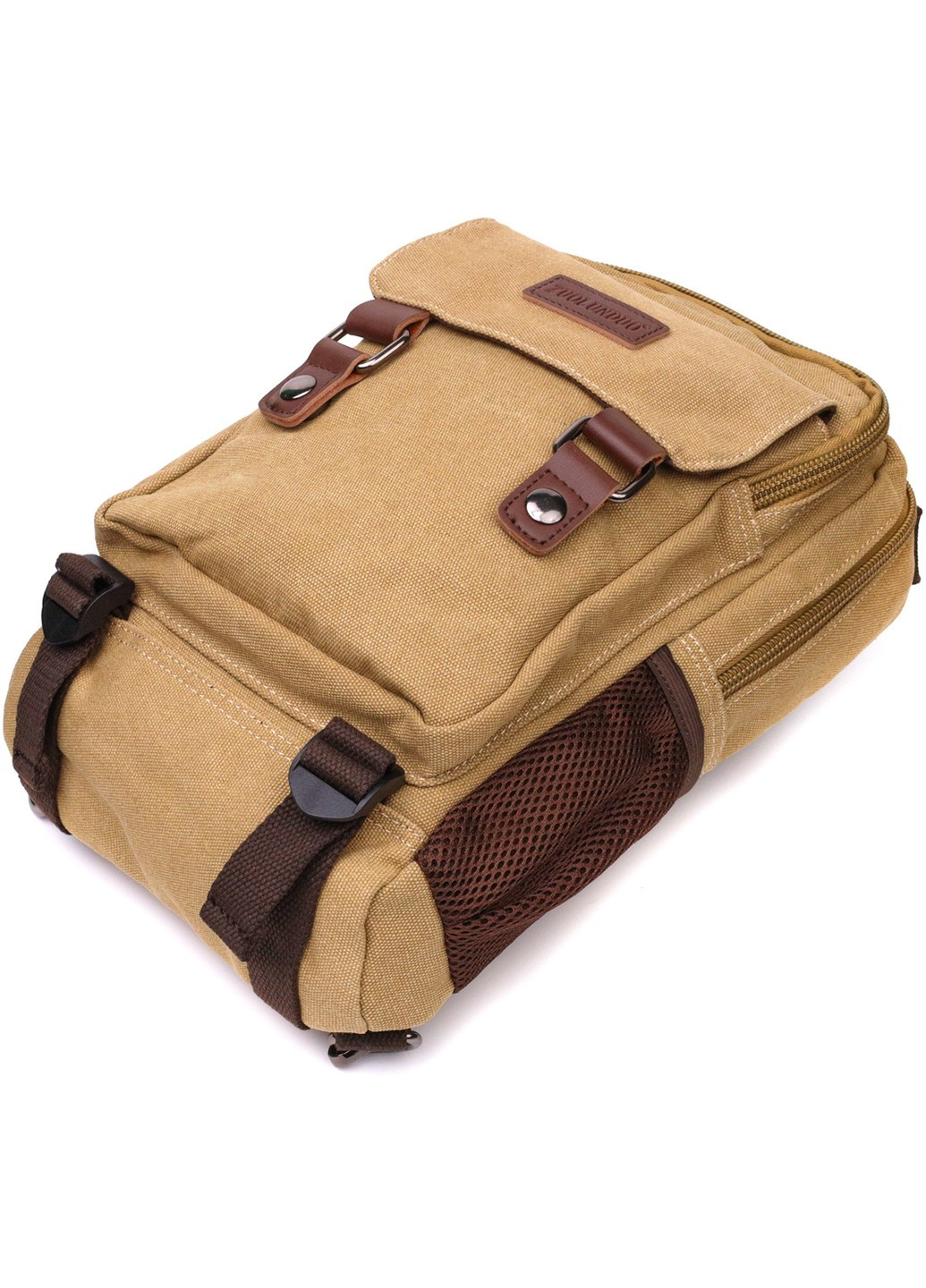 Оригинальный текстильный рюкзак с уплотненной спинкой и отделением для планшета 22171 Песочный Vintage (267948731)