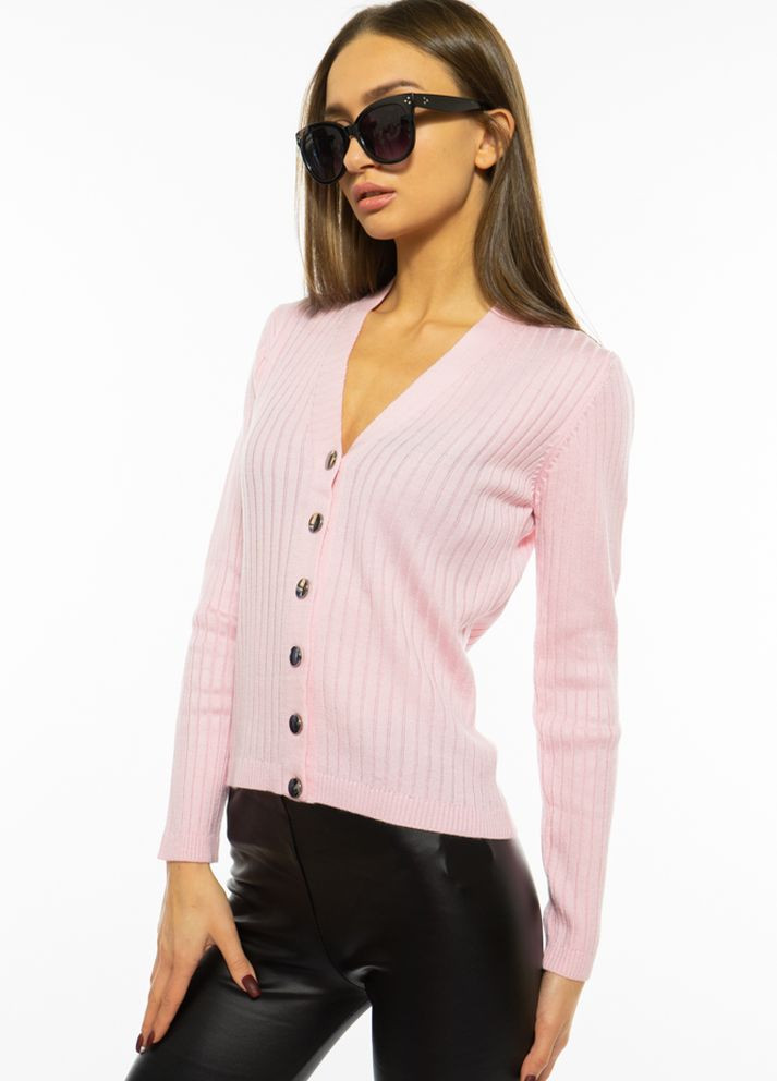 Розовый демисезонный свитер женский с пуговицами (розовый) Time of Style
