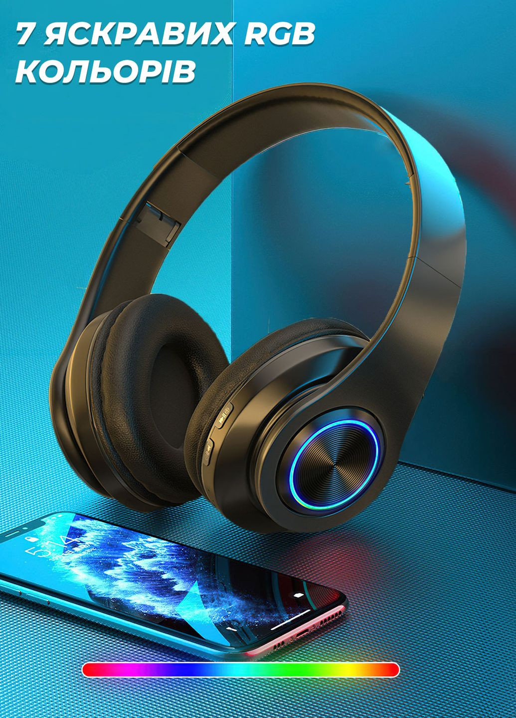 Безпровідні навушники B39 / Бездротові навушники з мікрофоном Bluetooth для Айфона та Андроїд 8989 OnePro Чорний 67360 DobraMAMA (260632293)