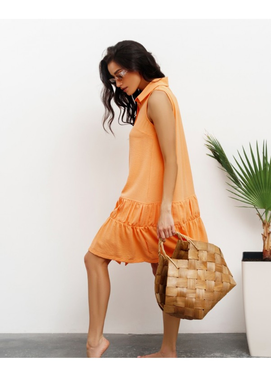 Оранжевое повседневный платья sa-415 оранжевый ISSA PLUS