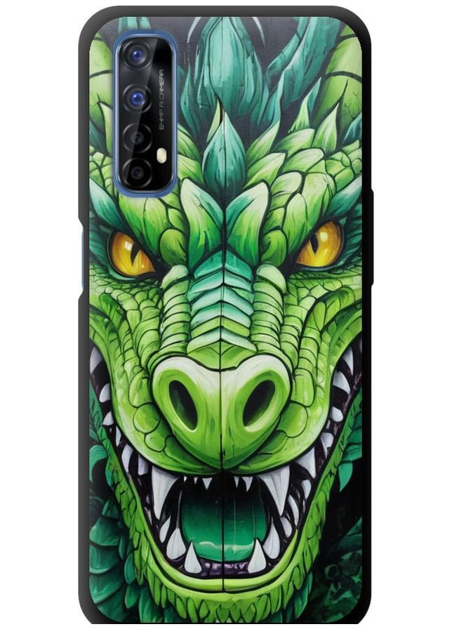TPU черный чехол 'Зелёный дракон' для Endorphone Realme 7 (275460204)