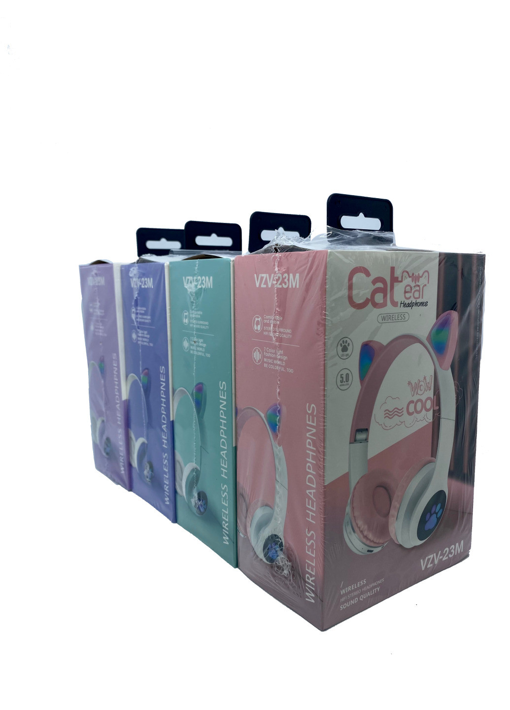 Беспроводные блютуз наушники с кошачьими ушками и разноцветной LED подсветкой Cat Ear VZV LED Bluetooth No Brand (261338946)