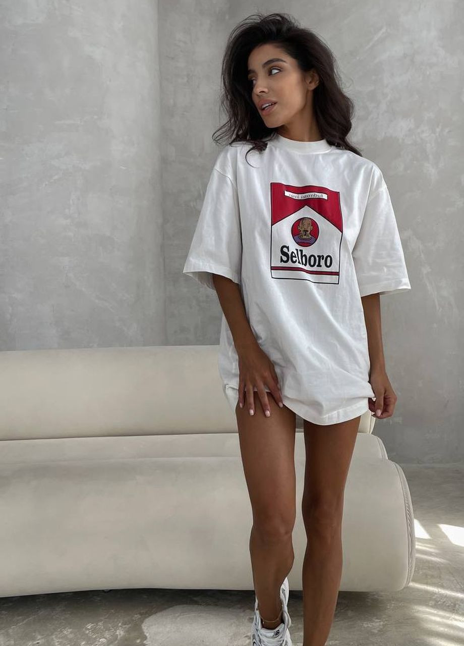 Белая летняя стильная женская футболка No Brand