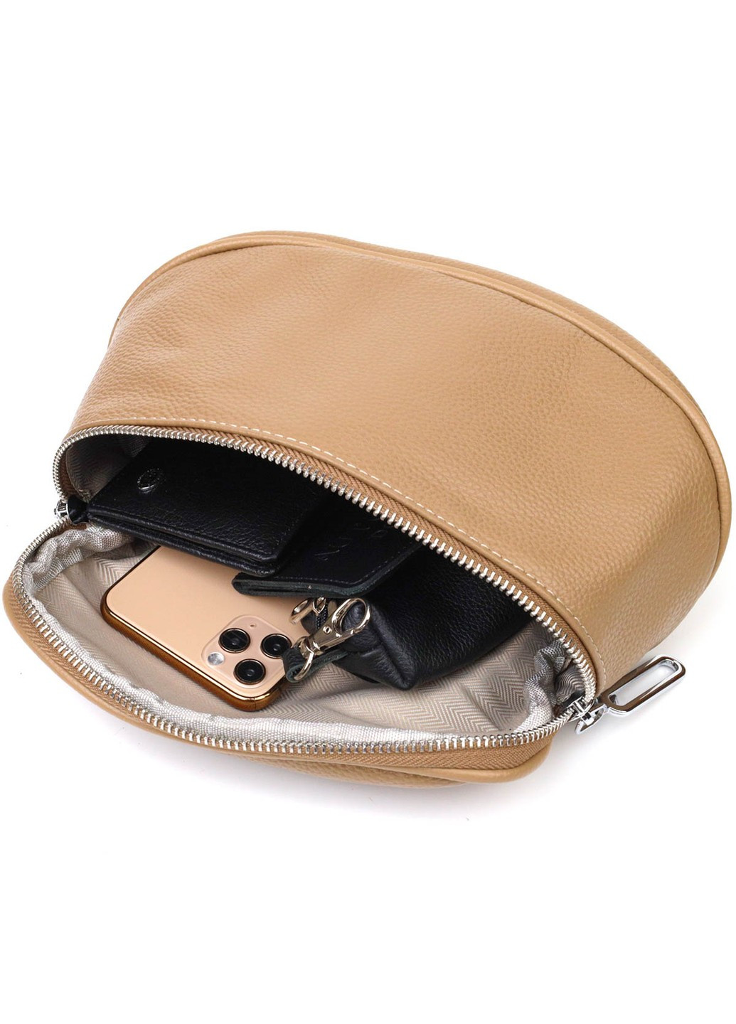 Женская сумка через плечо из натуральной кожи 22111 Бежевая Vintage (260360852)