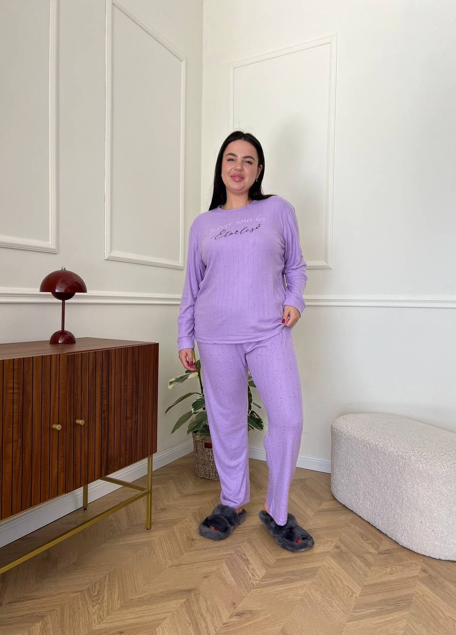 Фиолетовая теплая пижама No Brand