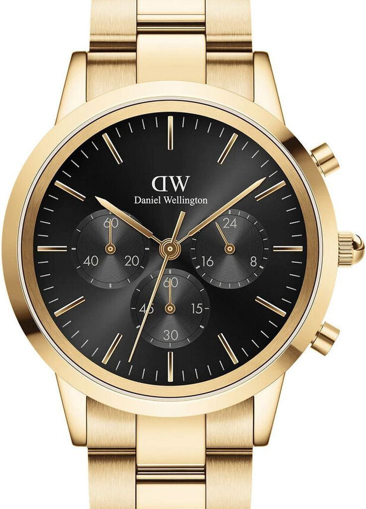 Часы Iconic Chronograph Link Onyx G DW00100641 кварцевые классические Daniel Wellington (269696404)