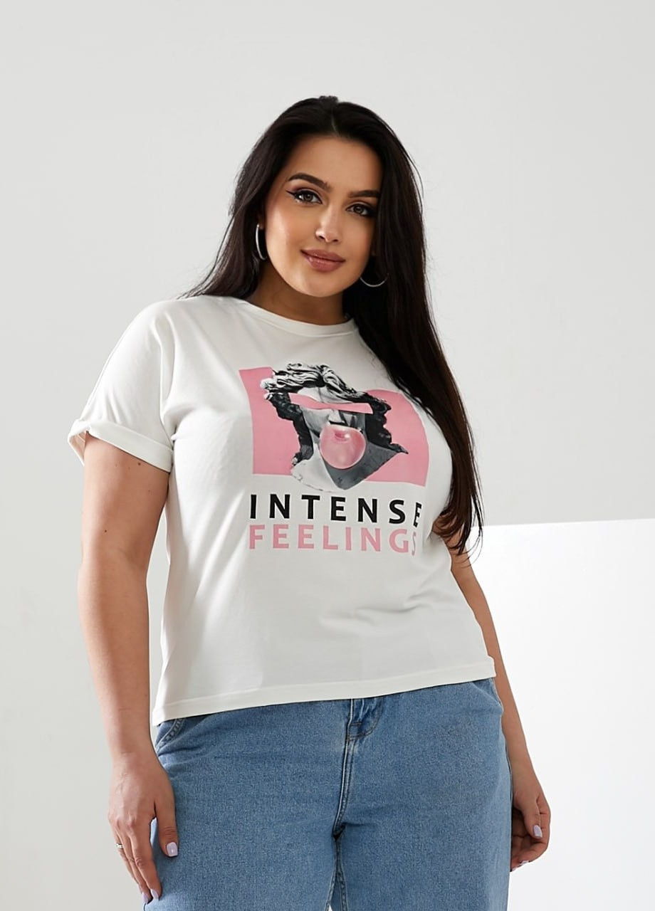 Жіноча футболка INTENSE колір молочний р.42/46 433041 New Trend - (258750677)
