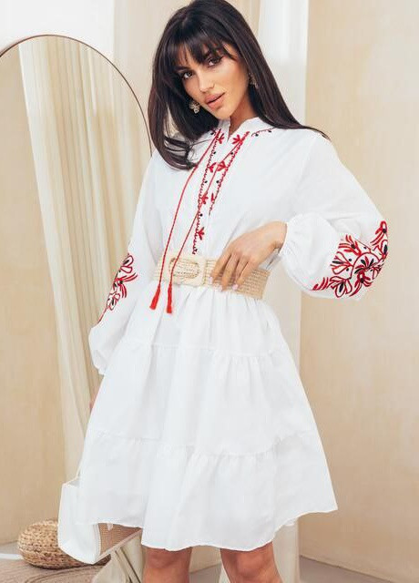 Платье Вышиванка Тина белое No Brand (258413910)