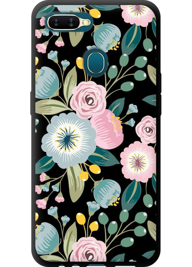 TPU черный чехол 'Цветочные обои v2' для Endorphone Oppo A5S (258082560)