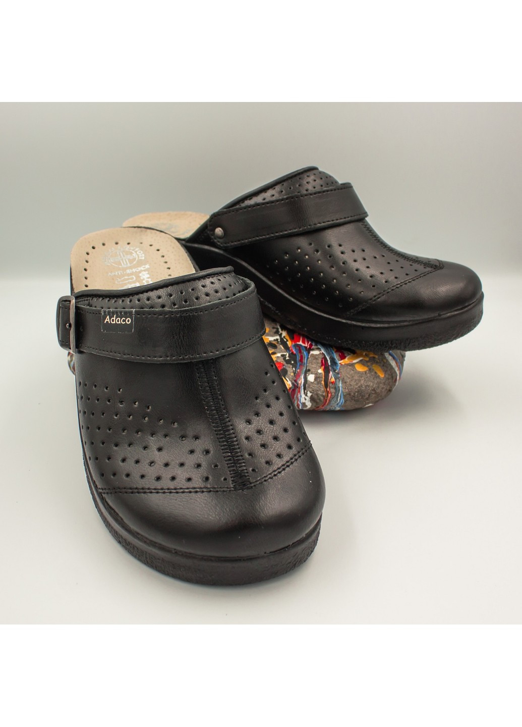 Черные тапочки сабо женские 812sr Adaco