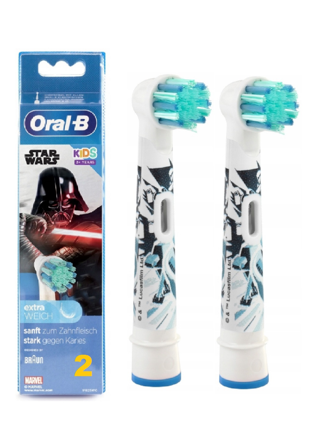 Насадки для электрической зубной щётки, 2 шт Braun oral-b kids star wars (257895821)