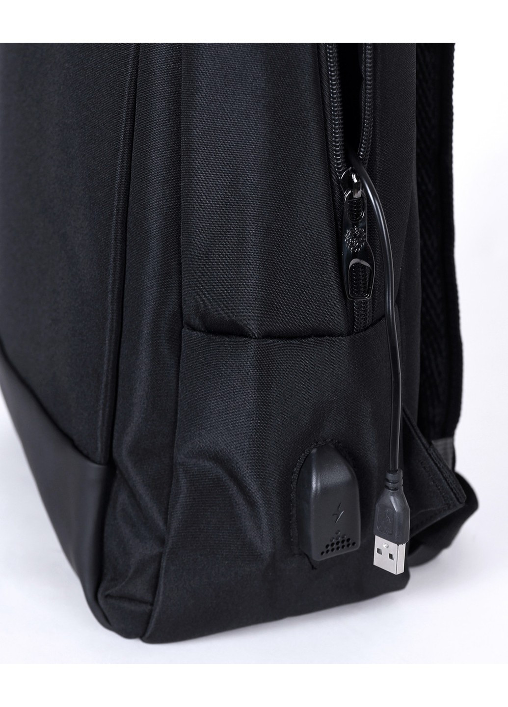 Черный повседневный вместительный мужской рюкзак из прочной ткани с выходом под USB карманом под ноут No Brand (258653574)