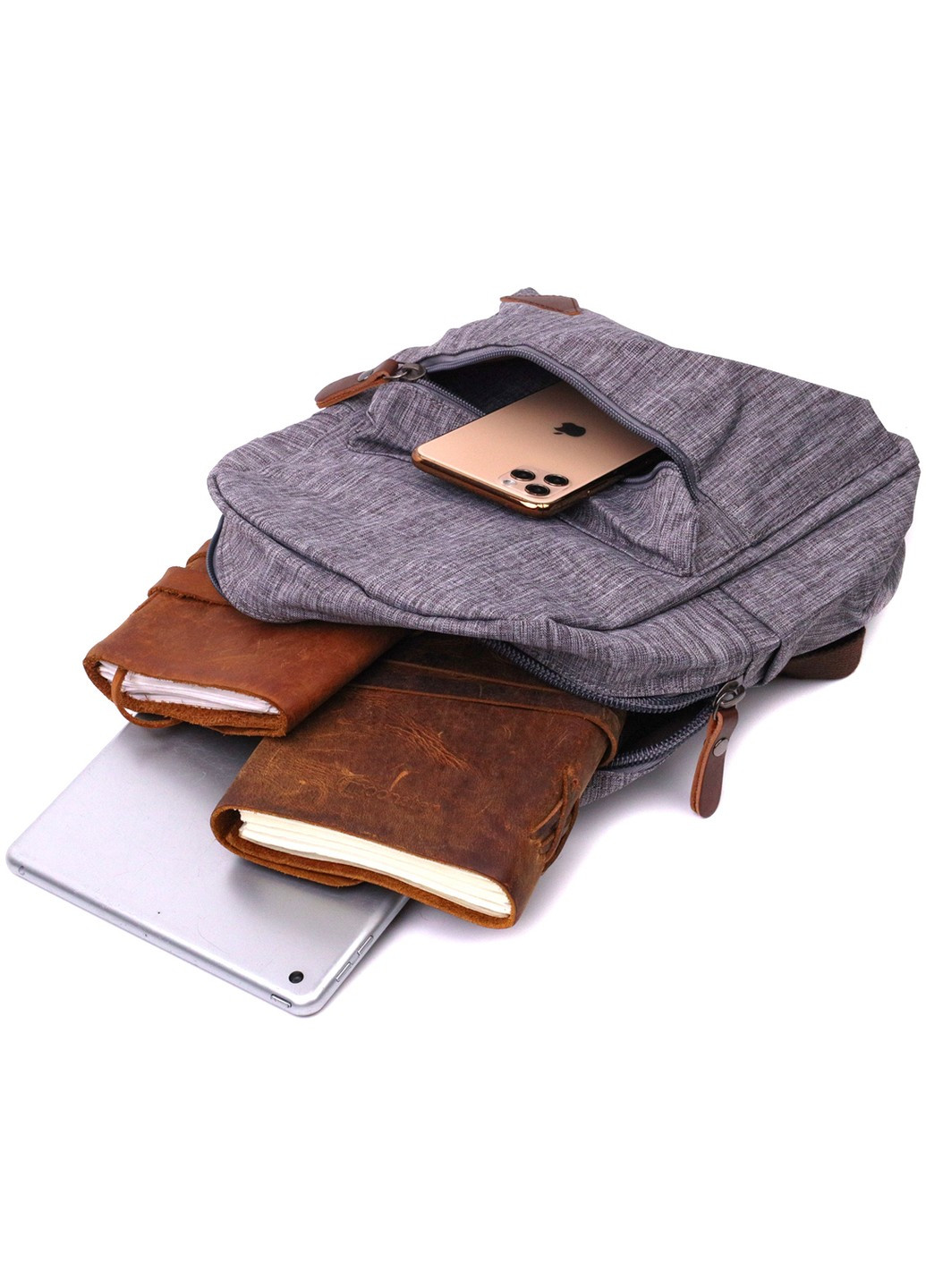 Замечательный мужской рюкзак из текстиля 22240 Серый Vintage (267925341)