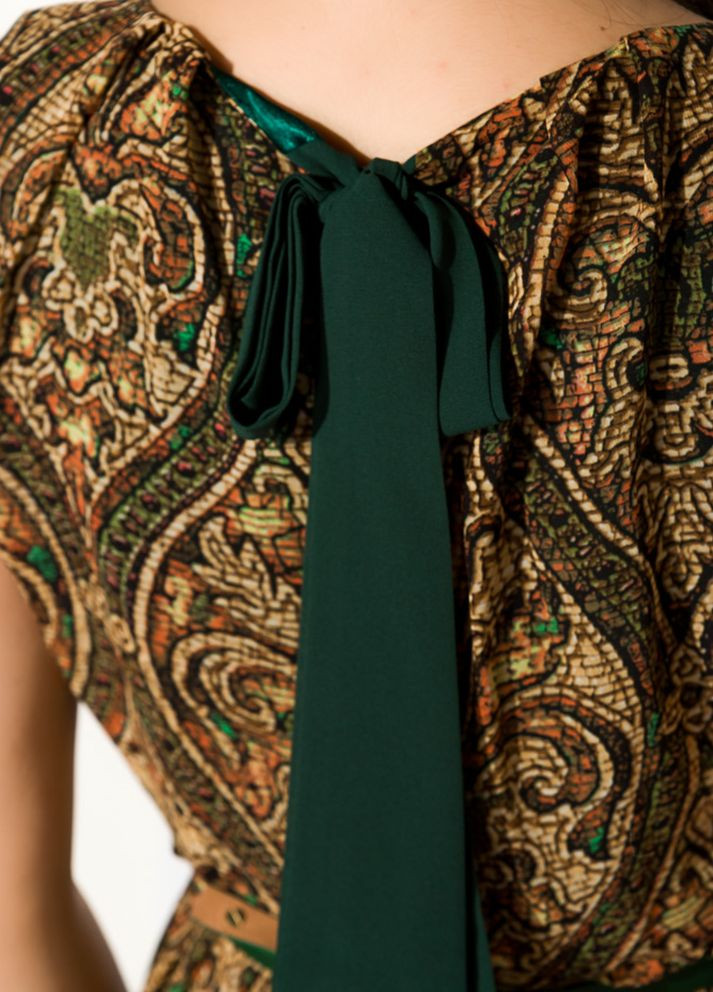 Прозора кежуал сукня жіноча з вільною спідницею (біжево-зелений) Time of Style однотонна