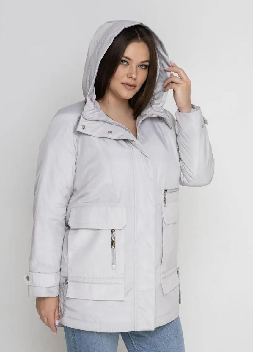 Світло-сіра зимня зимова куртка жіноча великого розміру SK