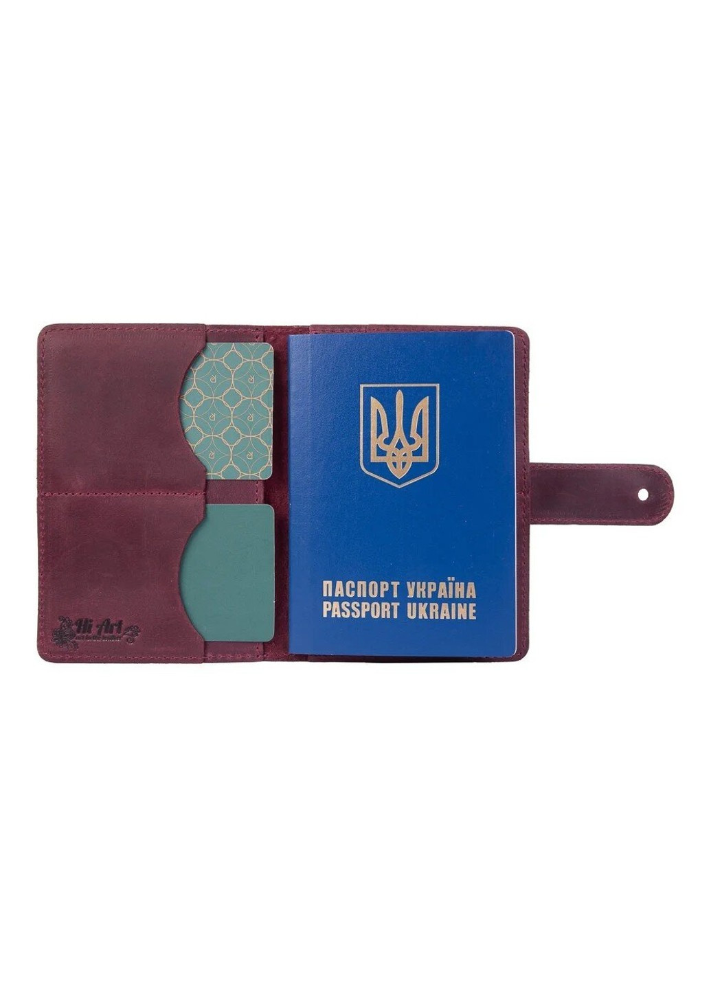 Обкладинка для паспорта зі шкіри «Mehendi Classic» PB-03S / 1 Shabby Alga Темно-зелений Hi Art (268371789)