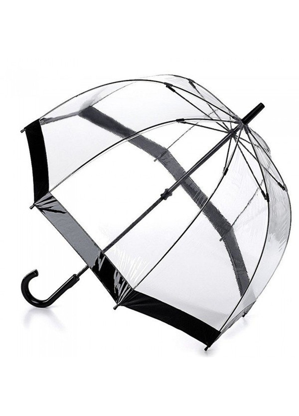 Механический женский прозрачный зонт-трость BIRDCAGE-1 L041 - BLACK Fulton (262449489)