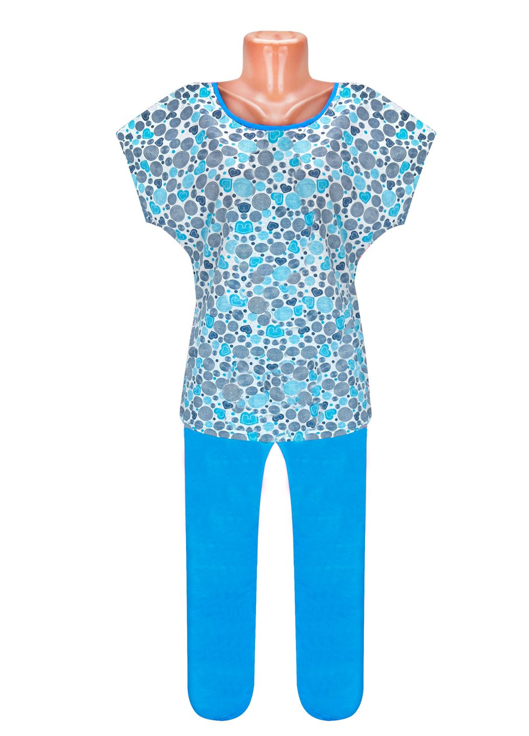 Блакитна всесезон піжама жіноча кулір футболка + штани Жемчужина стилей 4506