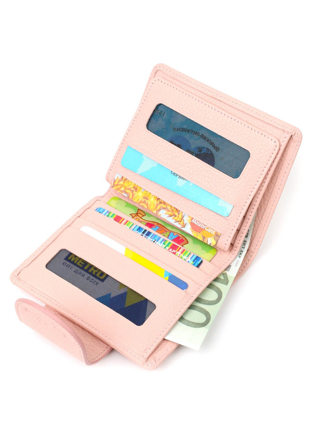 Практичний жіночий гаманець ніжного кольору з натуральної шкіри 22019 Пудровий Tony Bellucci (262158791)