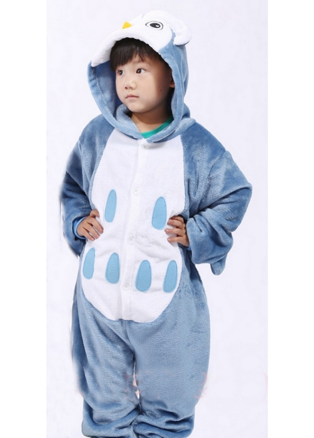 Голубая зимняя пижама кигуруми сова комбинезон No Brand