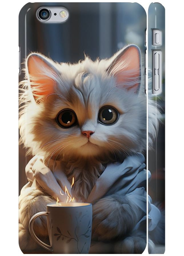 3D пластиковый глянцевый чехол 'White cat' для Endorphone Apple iPhone 6 Plus (265395382)