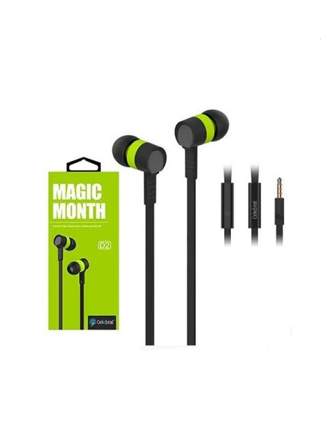 Вакуумні навушники з мікрофоном Celebrat Magic Month - Чорно-зелені China d2 (257822524)