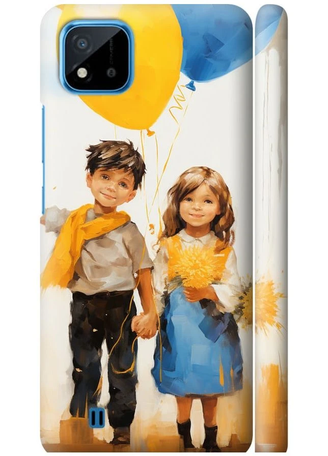 3D пластиковый матовый чехол 'Дети с шариками' для Endorphone Realme C11 2021 (267240717)