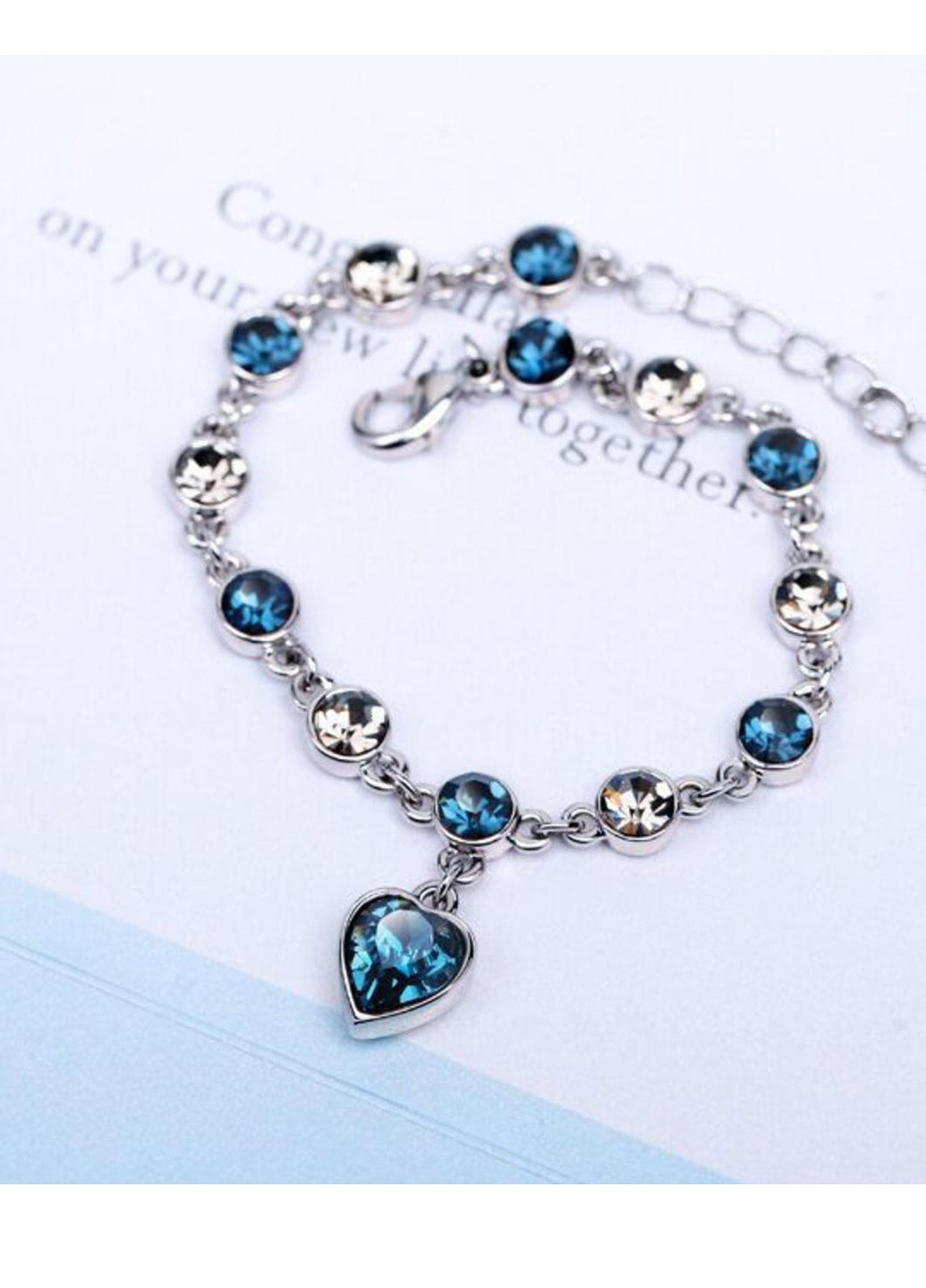 Женский серебристый браслет из синим австрийским хрусталем No Brand (259215379)