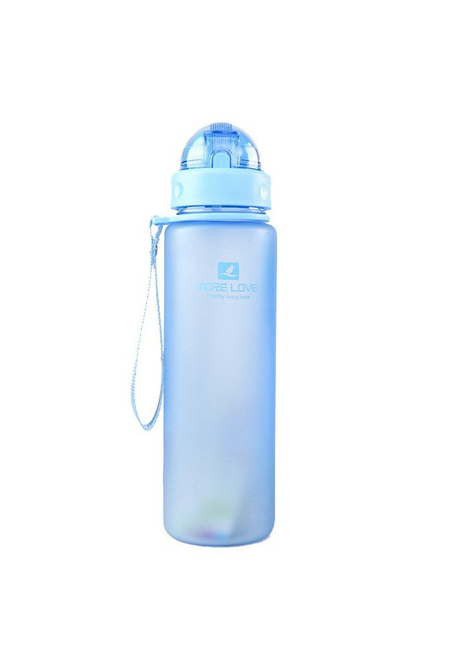 Бутылка для воды 400 мл MX-5028 More Love Голубая с соломинкой Casno (258566405)