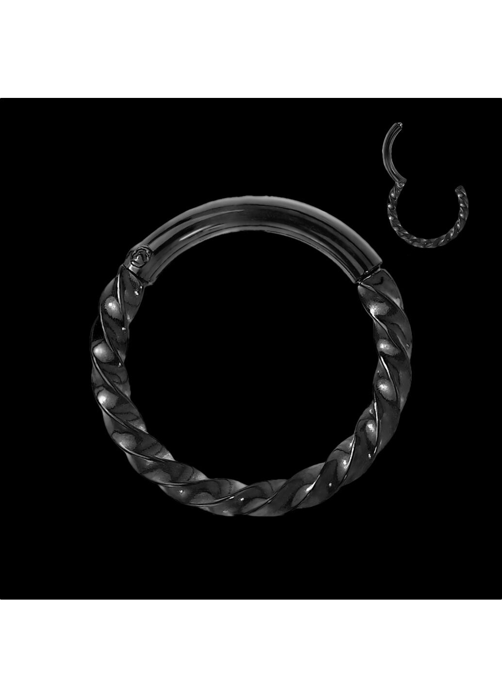 Кольцо кликер (спираль) из стали RH72 серьга для пирсинга септума носа, хряща уха, трагуса, хеликса, брови, губ цвет Spikes (260395440)