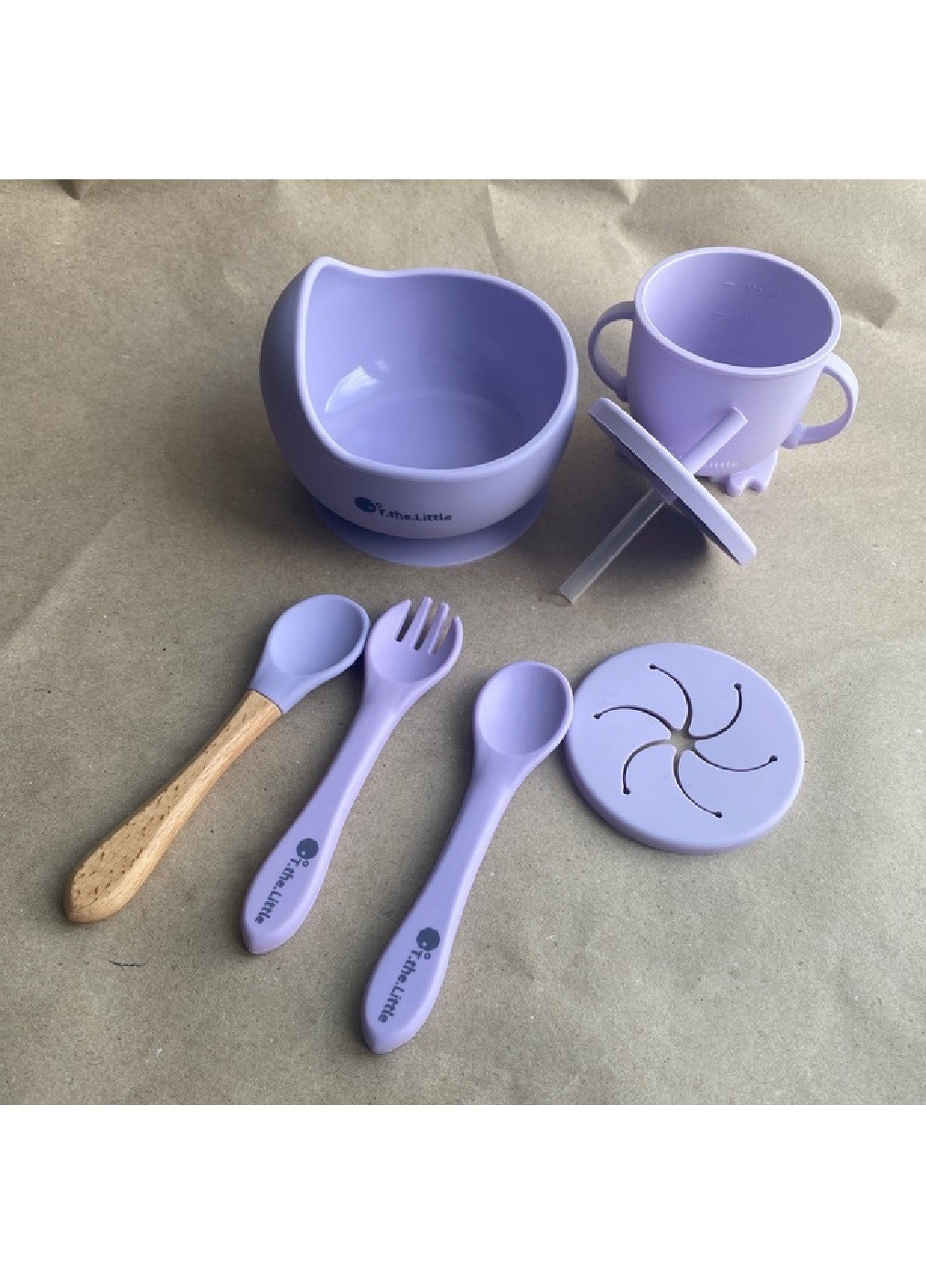 Комплект набор детской посуды чашка тарелка приборы пищевой силикон для детей малышей (475010-Prob) Фиолетовый Unbranded (260648357)