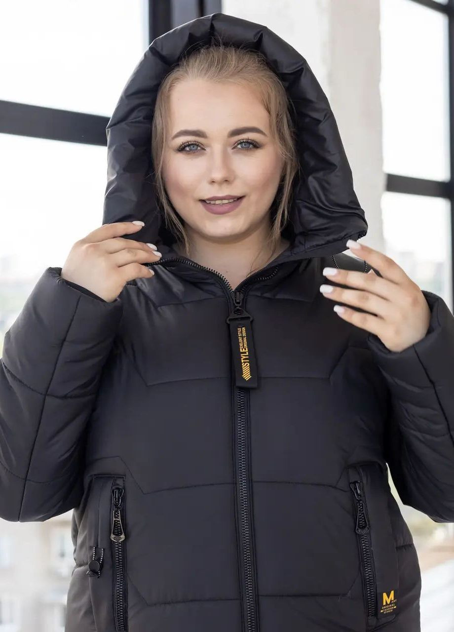 Чорна зимня жіноча зимова куртка великого розміру SK