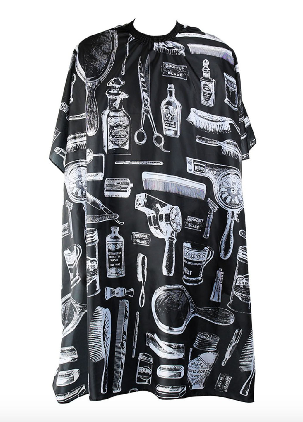 Парикмахерская накидка пеньюар барберу в салон красоты с узором инструменты принтом Black Черная Mashele (266418080)
