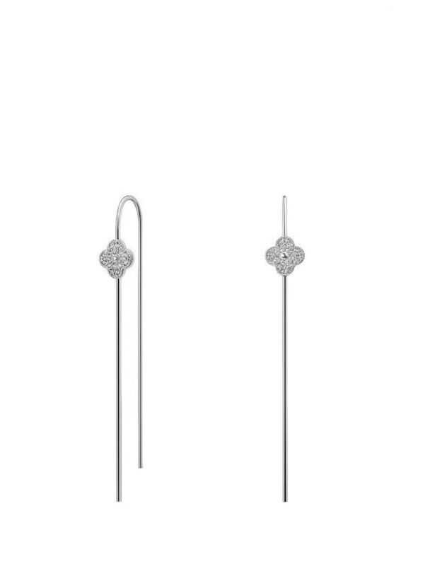 Серебряные серьги-протяжки Четырехлистник проба 925 UMAX (259212181)