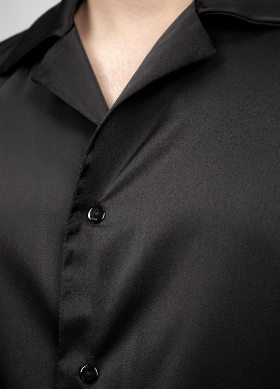 Пижама костюм мужской домашний шелковый рубашка со штанами Черный Maybel (276838403)