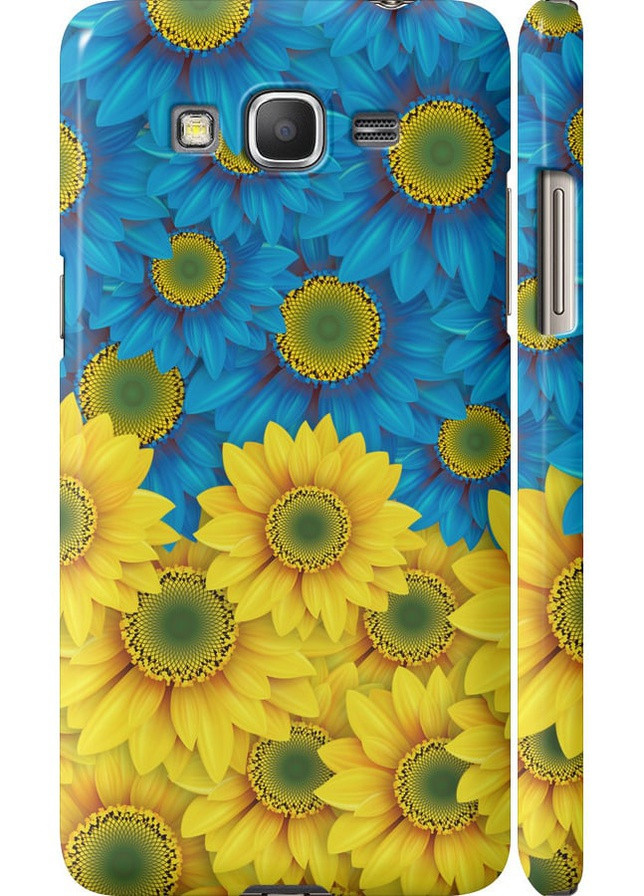 3D пластиковый матовый чехол 'Жёлто-голубые цветы' для Endorphone Samsung Galaxy Grand Prime VE G531H (257837837)