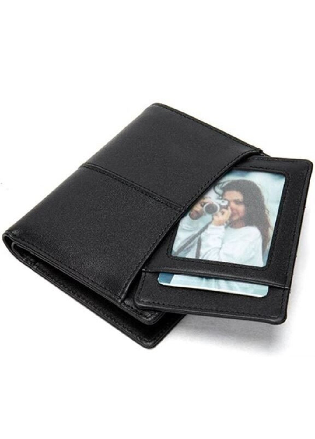 Мужской чёрный кошелёк из натуральной кожи 14921 Черный Vintage (262533137)