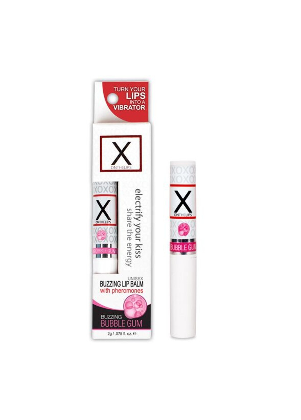 Стимулирующий бальзам для губ унисекс - X on the Lips Bubble Gum с феромонами, жвачка Sensuva (266554654)